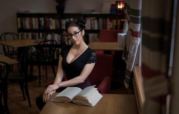 Glasses stepsister office brunette