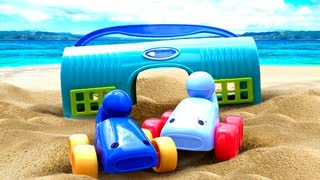 Машинки на пляже. Развивающее видео для малышей. Учим цвета и счет